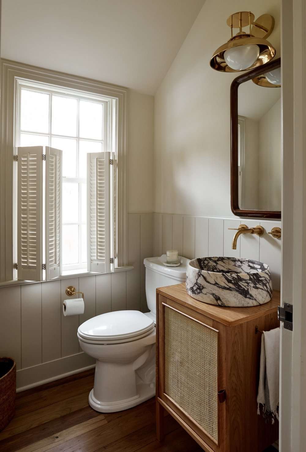 taupe powder room