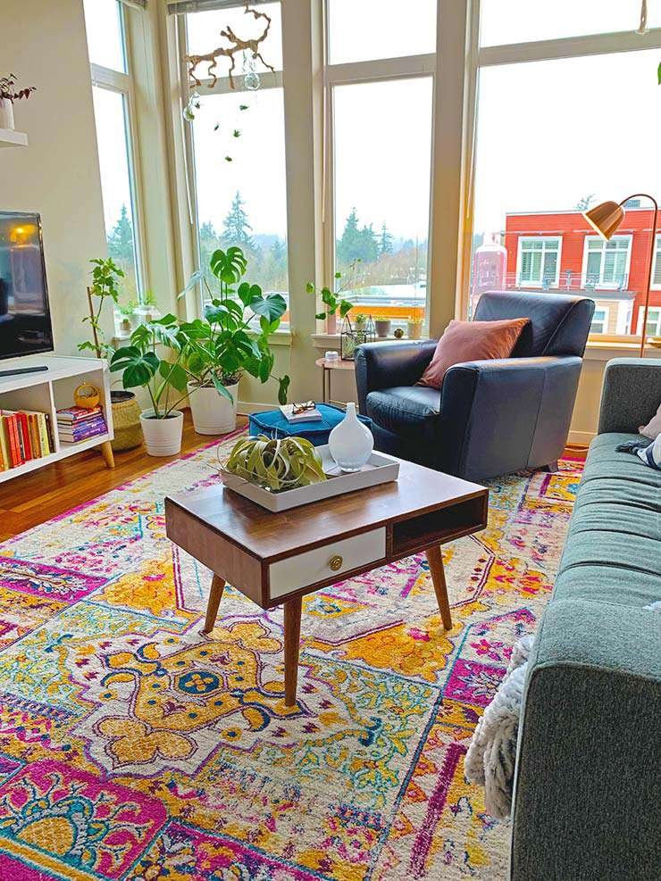 boho σαλόνι με midcentury modern