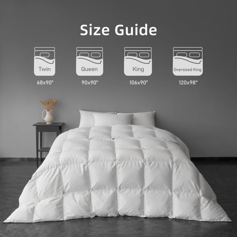 MAXICOZY 850 Fill Power Hungarian Down Comforter King Size, White Goose Down Comforter Αφράτο πάπλωμα King Size, Ultra-Soft Hotel Quality Comforter All Season, Λευκό, King 106”X 90” - Image 7