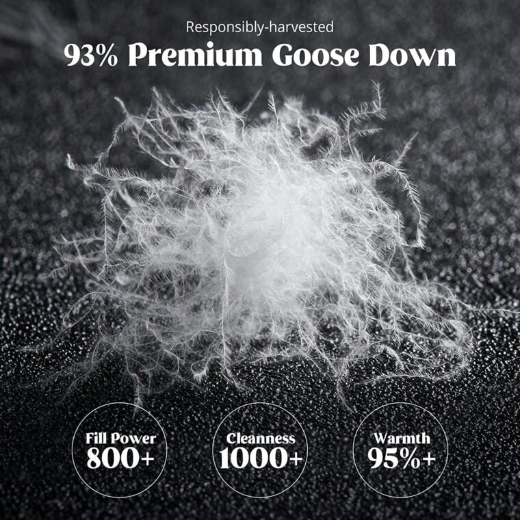 puredown® Goose Down Comforter King Size, 800 Fill Power, 100% Βαμβάκι Winter Oversized πουπουλένιο πάπλωμα ένθετο 700 κλωστές, Heavyweight Cloud Fluffy Pinch Pleat Extra Warmth - Image 3