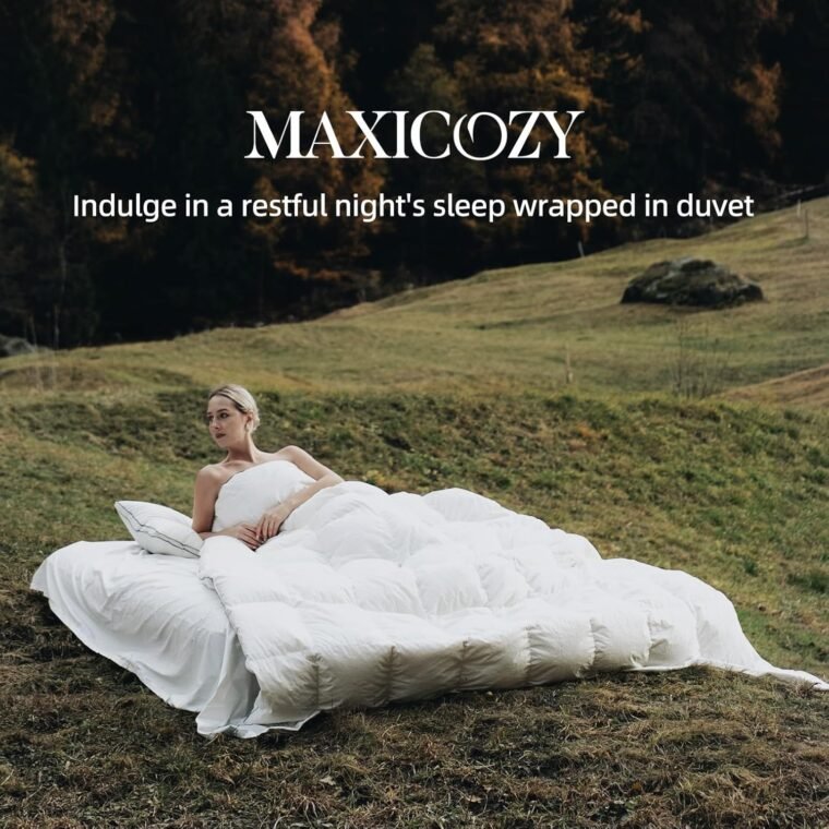 MAXICOZY 850 Fill Power Hungarian Down Comforter King Size, White Goose Down Comforter Αφράτο πάπλωμα King Size, Ultra-Soft Hotel Quality Comforter All Season, Λευκό, King 106”X 90” - Image 8