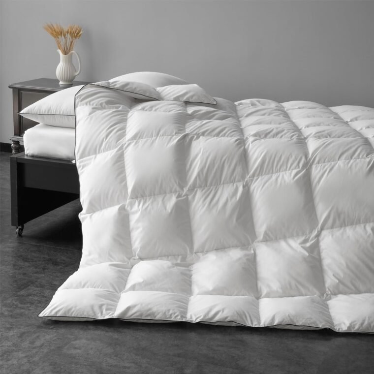 MAXICOZY 850 Fill Power Hungarian Down Comforter King Size, White Goose Down Comforter Αφράτο πάπλωμα King Size, Ultra-Soft Hotel Quality Comforter All Season, Λευκό, King 106”X 90”