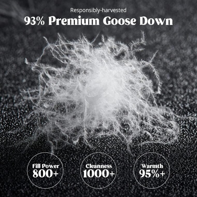 puredown® Goose Down Comforter Δίδυμο Μέγεθος, 800 Fill Power Ελαφρύ πολυτελές πουπουλένιο πάπλωμα με πιέτες πιέτες αφράτο Winter Warmth Down ένθετο πάπλωμα Υπερμεγέθη, κατασκευή 3D Baffle Box - Image 5