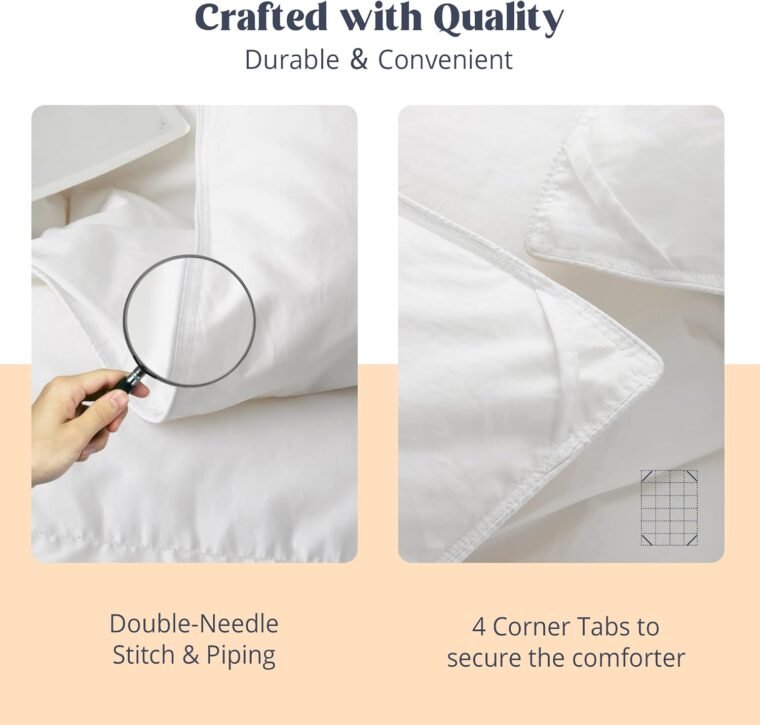 puredown® Goose Down Comforter Δίδυμο Μέγεθος, 800 Fill Power Ελαφρύ πολυτελές πουπουλένιο πάπλωμα με πιέτες πιέτες αφράτο Winter Warmth Down ένθετο πάπλωμα Υπερμεγέθη, κατασκευή 3D Baffle Box - Image 7