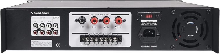 Εμπορικός ενισχυτής ισχύος 6 ζωνών Sound Town 360W 70V/100V με Bluetooth, αλουμίνιο, για εστιατόρια, σαλόνια, μπαρ, παμπ, σχολεία και αποθήκες (PAC360-6) - Image 4