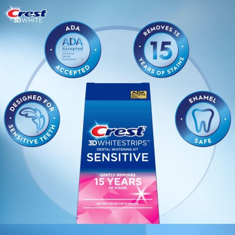 Κιτ λεύκανσης δοντιών Crest 3D Whitestrips Sensitive at-home, 18 θεραπείες, αφαιρεί απαλά λεκέδες 15 ετών, Crest Whitestrips, Κιτ λεύκανσης δοντιών - Image 2