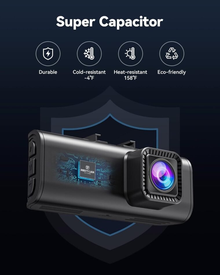 REDTIGER Dash Cam εμπρός πίσω, 4K/2,5K Full HD Dash Camera για αυτοκίνητα, Περιλαμβάνεται κάρτα 32 GB, Ενσωματωμένο Wi-Fi GPS, Οθόνη IPS 3,16 ιντσών, Νυχτερινή όραση, Ευρεία γωνία 170°, WDR, Λειτουργία στάθμευσης 24 ωρών (F7NP) - Image 9