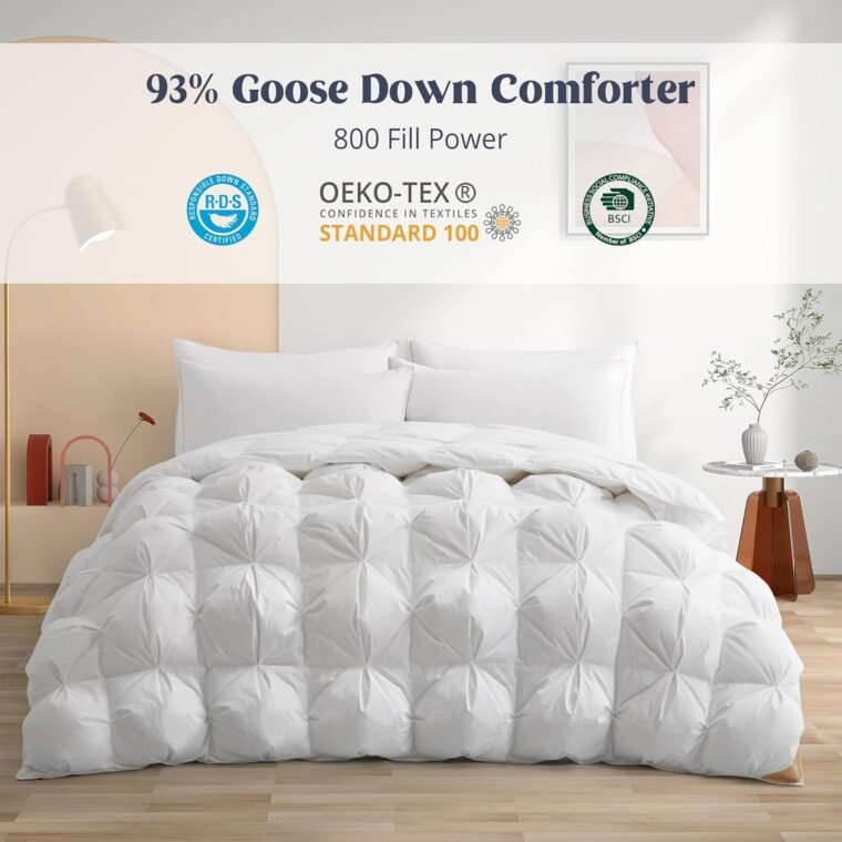 puredown® Goose Down Comforter Δίδυμο Μέγεθος, 800 Fill Power Ελαφρύ πολυτελές πουπουλένιο πάπλωμα με πιέτες πιέτες αφράτο Winter Warmth Down ένθετο πάπλωμα Υπερμεγέθη, κατασκευή 3D Baffle Box - Image 3