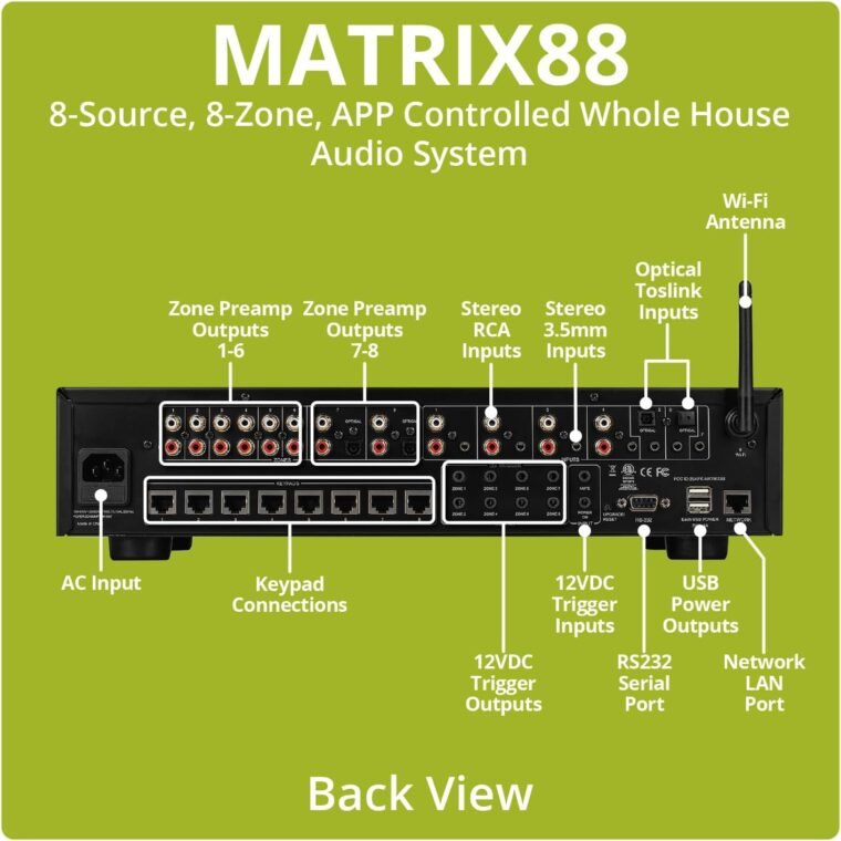 Dayton Audio Matrix88 APP Controlled Matrix Audio Switcher 8 ζώνες εισόδων και εξόδων, έξοδοι σκανδάλης 12V και υποστήριξη RS232 - Image 3