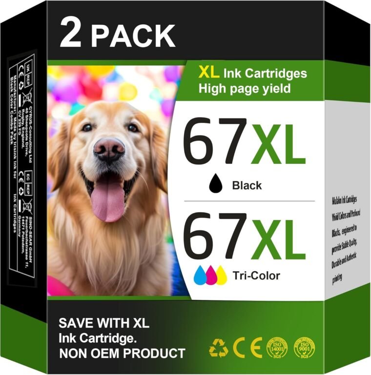 67XL Ink Cartridge Remanufactured Replacement for HP Ink 67 67XL Works for HP DeskJet 2700 2700e 2755e 2755 4155e 4155 Envy 6055e 6455e 6400 6476 Envy Printer (Μαύρο, Έγχρωμο)