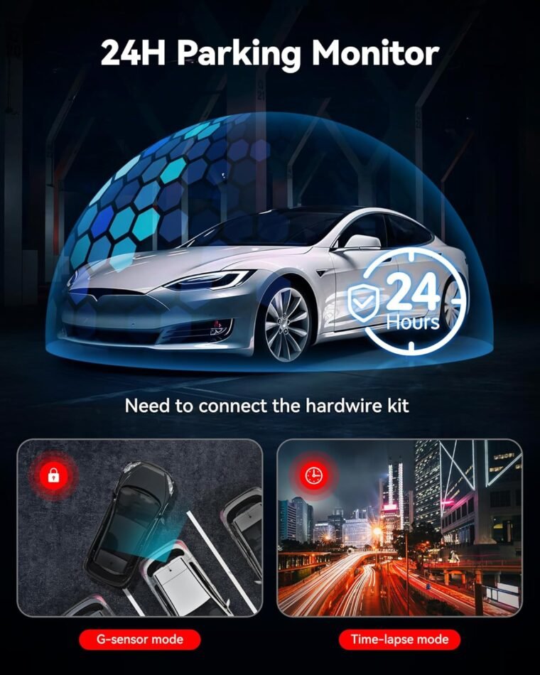 REDTIGER Dash Cam εμπρός πίσω, 4K/2,5K Full HD Dash Camera για αυτοκίνητα, Περιλαμβάνεται κάρτα 32 GB, Ενσωματωμένο Wi-Fi GPS, Οθόνη IPS 3,16 ιντσών, Νυχτερινή όραση, Ευρεία γωνία 170°, WDR, Λειτουργία στάθμευσης 24 ωρών (F7NP) - Image 6