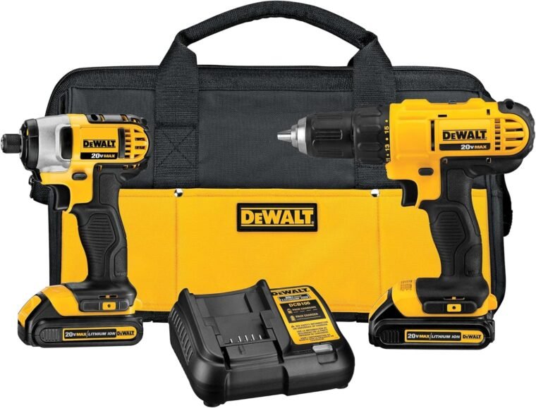 Τρυπάνι και κρουστικός οδηγός μπαταρίας DEWALT 20V MAX, Combo Kit ηλεκτρικών εργαλείων με 2 μπαταρίες και φορτιστή (DCK240C2)