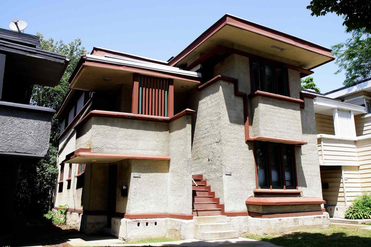 Διαμέρισμα duplex σχεδιασμένο από τον Frank Lloyd Wright, ένα αμερικανικό System-Built Home στο Milwaukee, Wisconsin