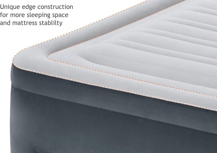 INTEX 64417ED Dura-Beam Deluxe Comfort-Plush Αερόστρωμα Ψηλής Ανύψωσης: Fiber-Tech – Queen Size – Ενσωματωμένη ηλεκτρική αντλία – Ύψος κρεβατιού 22 ιντσών – Χωρητικότητα βάρους 600 λίβρες, Γκρι - Image 5
