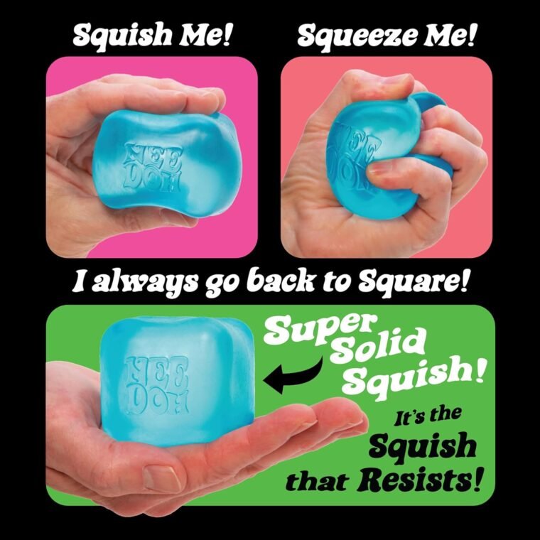 Schylling NeeDoh Nice Cube - Αισθησιακό Παιχνίδι συμπίεσης με Super Solid Squish - Κύβος 2,25" - Το χρώμα μπορεί να ποικίλλει (Συσκευασία 1) - Image 4