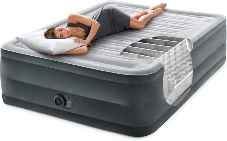 INTEX 64417ED Dura-Beam Deluxe Comfort-Plush Αερόστρωμα Ψηλής Ανύψωσης: Fiber-Tech – Queen Size – Ενσωματωμένη ηλεκτρική αντλία – Ύψος κρεβατιού 22 ιντσών – Χωρητικότητα βάρους 600 λίβρες, Γκρι - Image 7