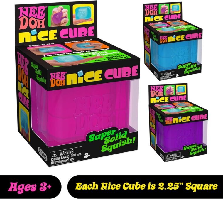 Schylling NeeDoh Nice Cube - Αισθησιακό Παιχνίδι συμπίεσης με Super Solid Squish - Κύβος 2,25" - Το χρώμα μπορεί να ποικίλλει (Συσκευασία 1) - Image 5