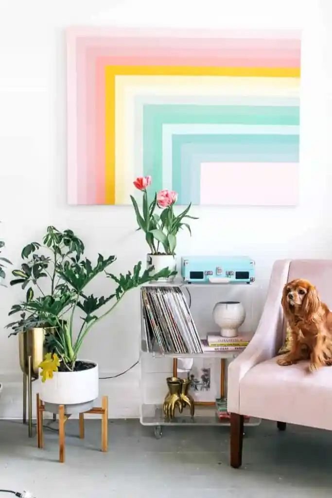 diy rainbow wall art