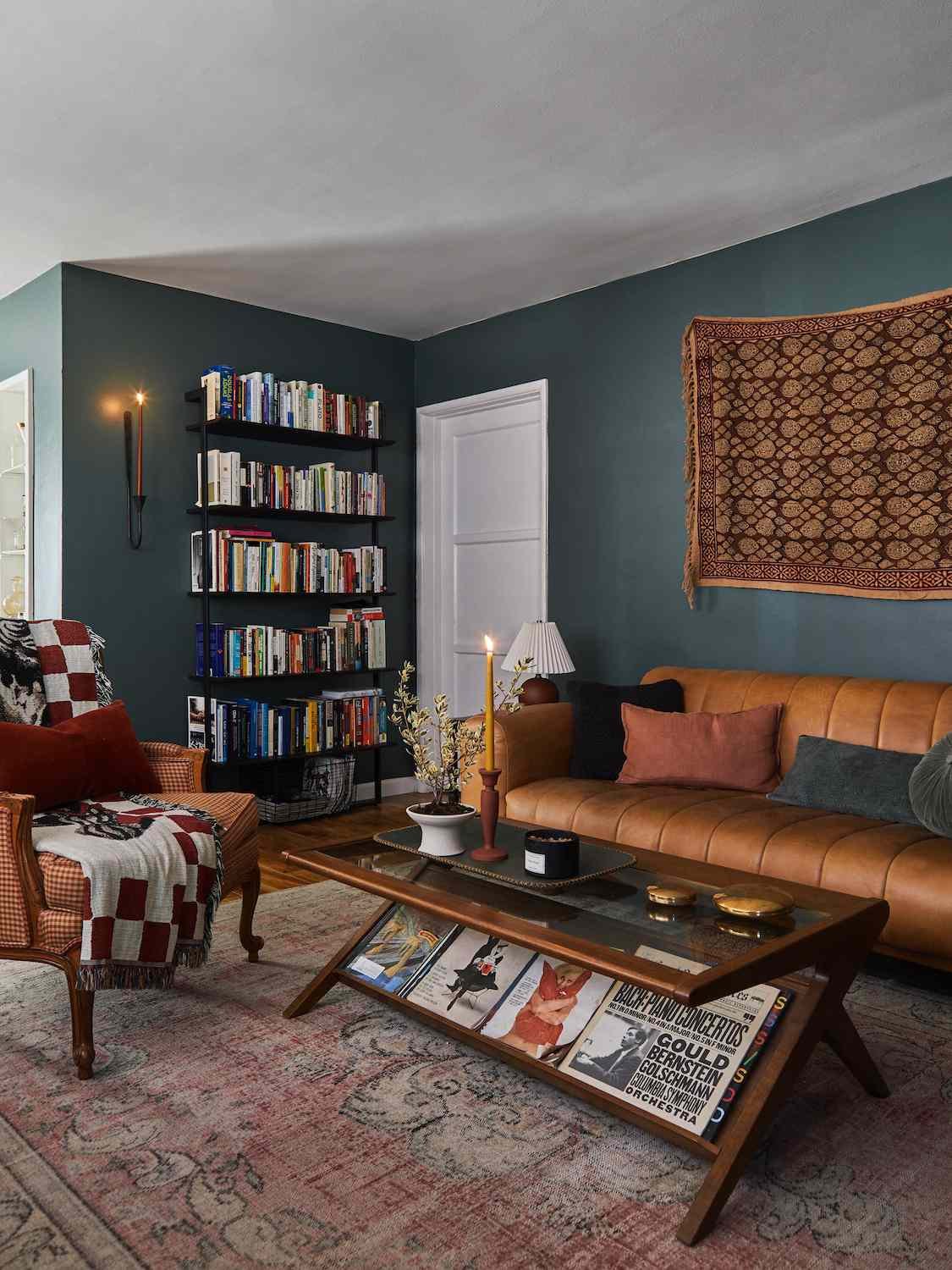 bohemian midcentury modern living room