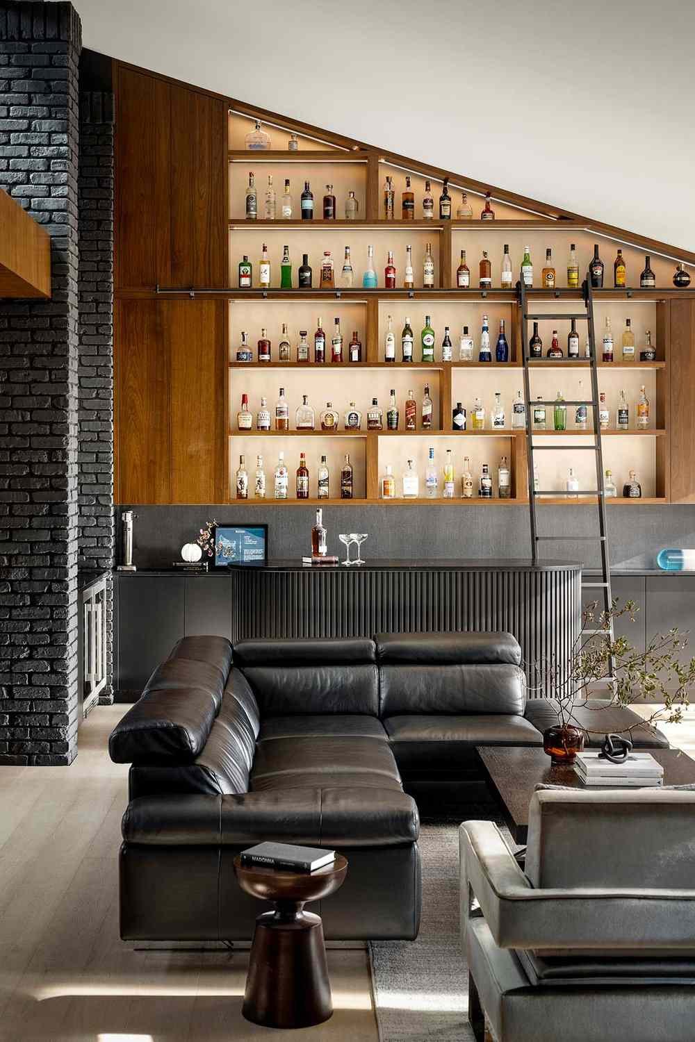 midcentury modern living room home bar ideas