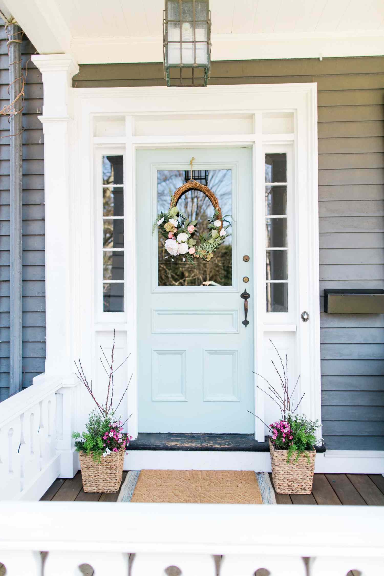 pale aqua blue door