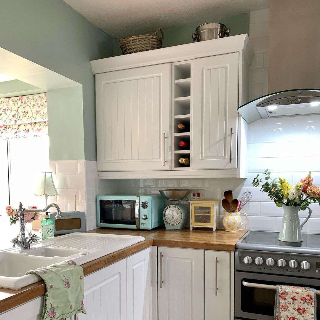 white beadboard cabinets