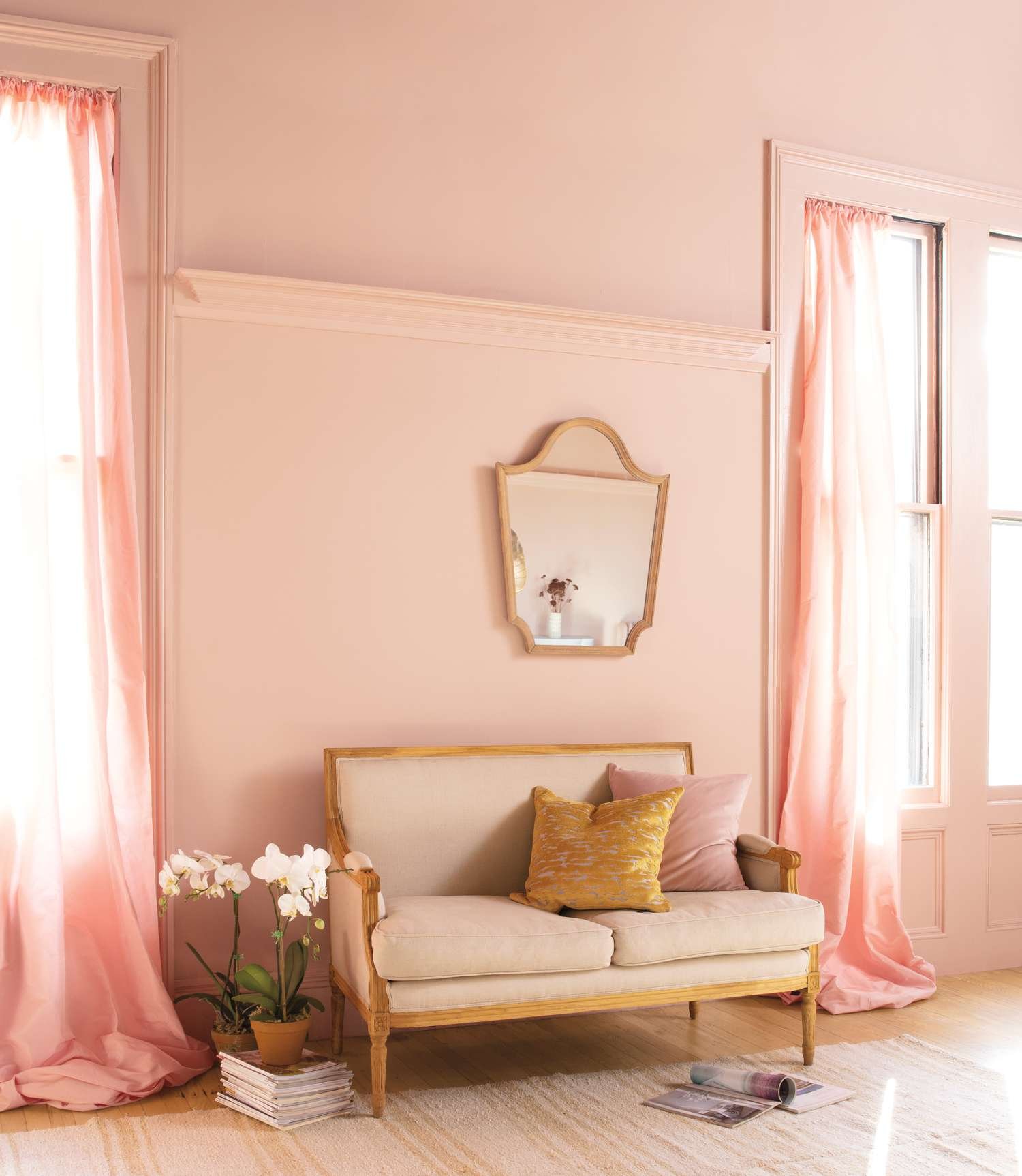 sunlit coral sitting area