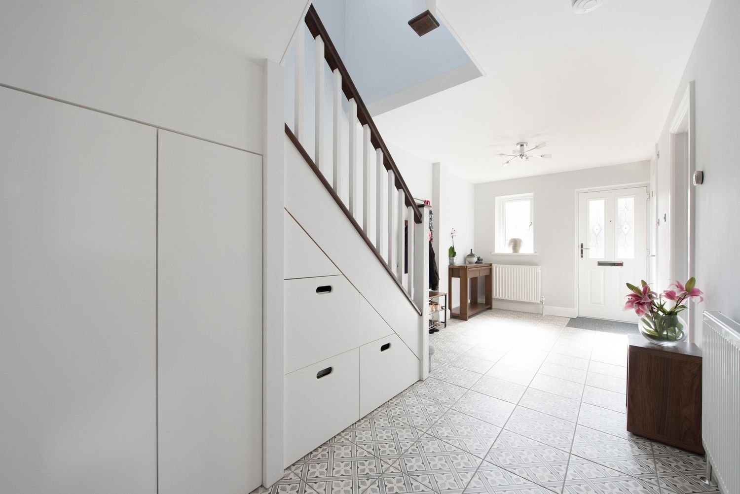 staircase with storage