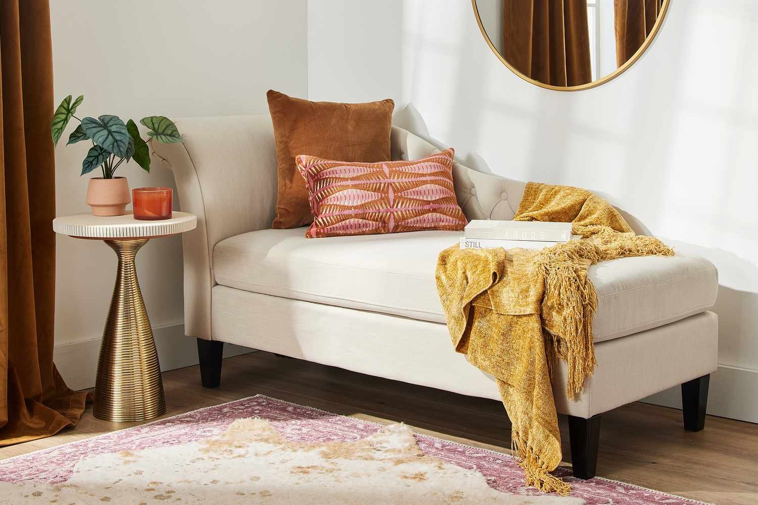 Chaise lounge chair in living room