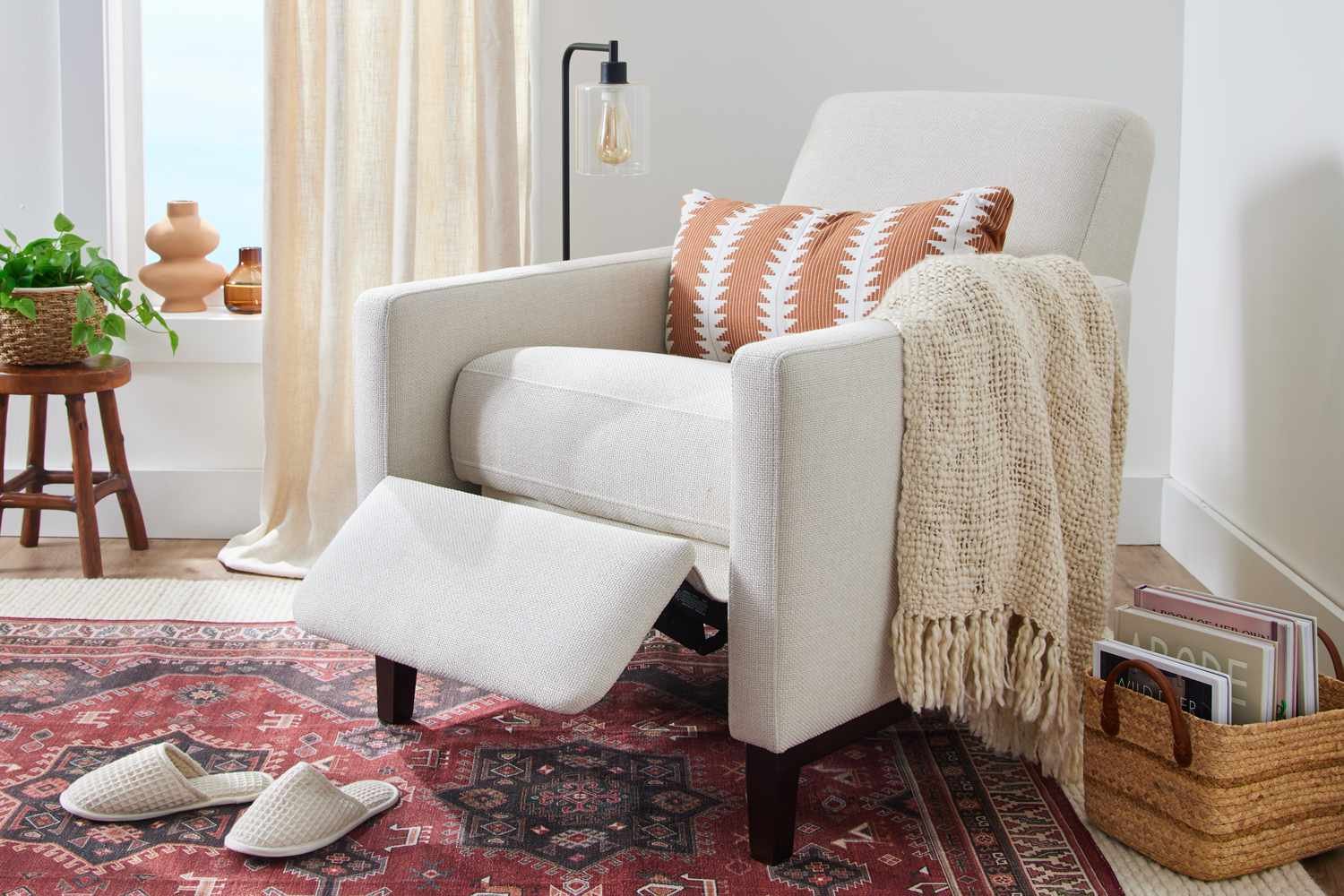 Recliner chair in living room corner