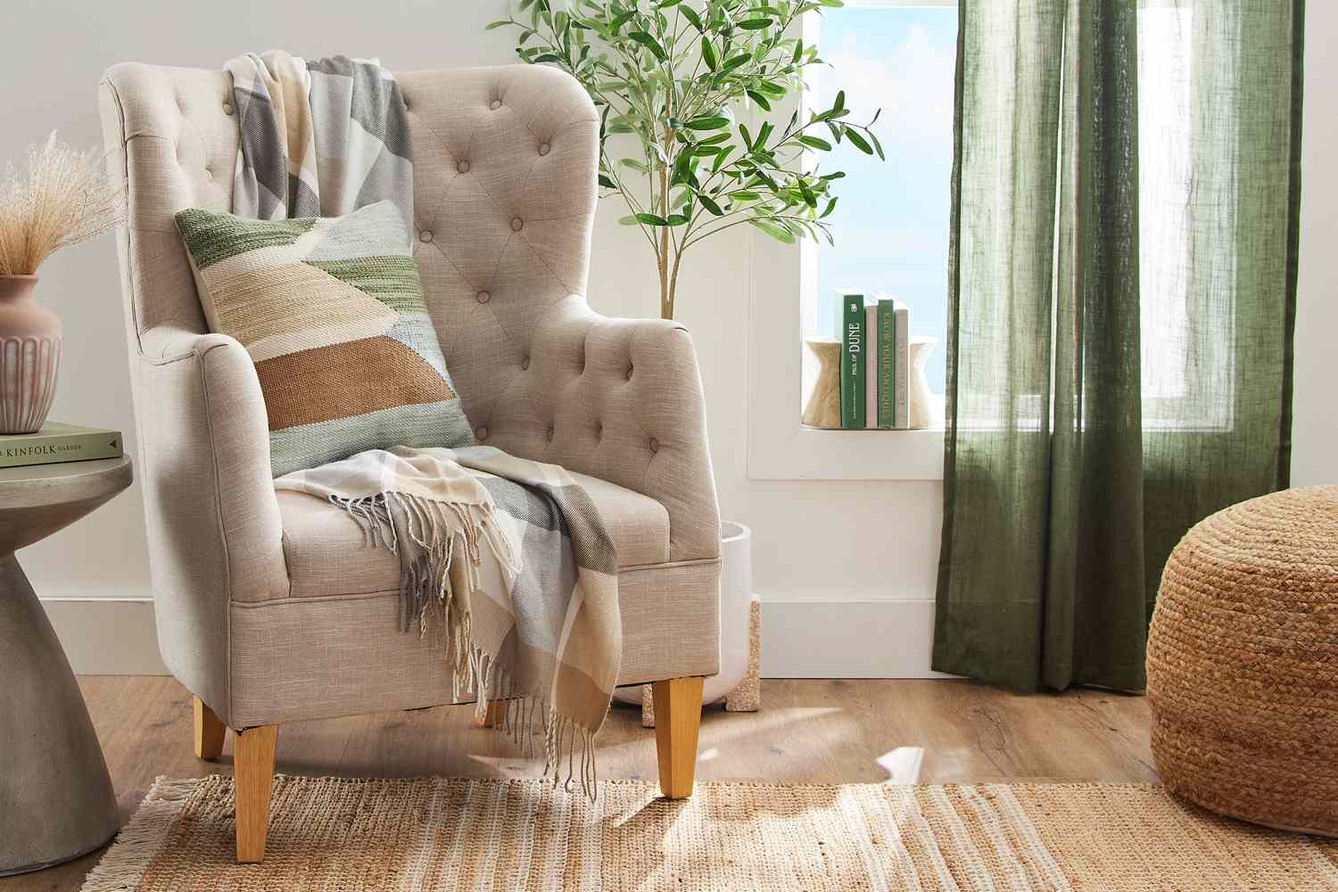 Modern English Rolled Arm Chair in living room