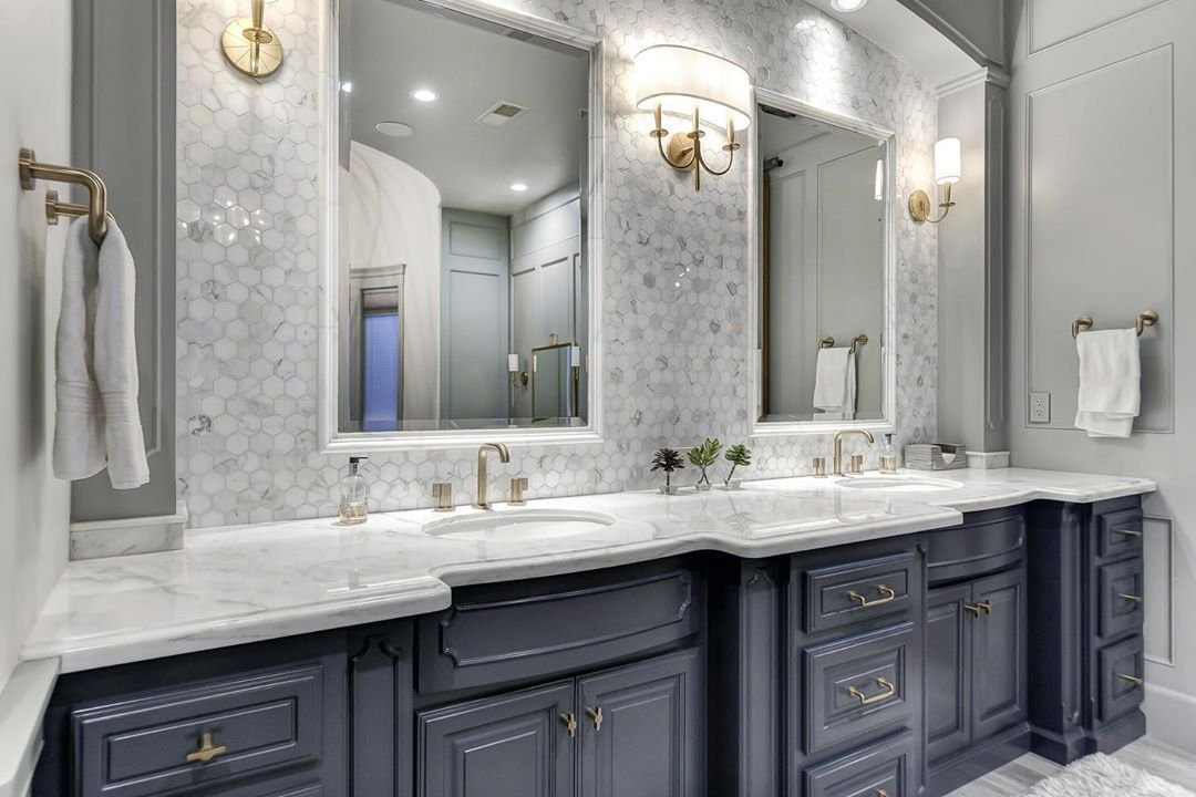 bathroom hex tile backsplash ideas