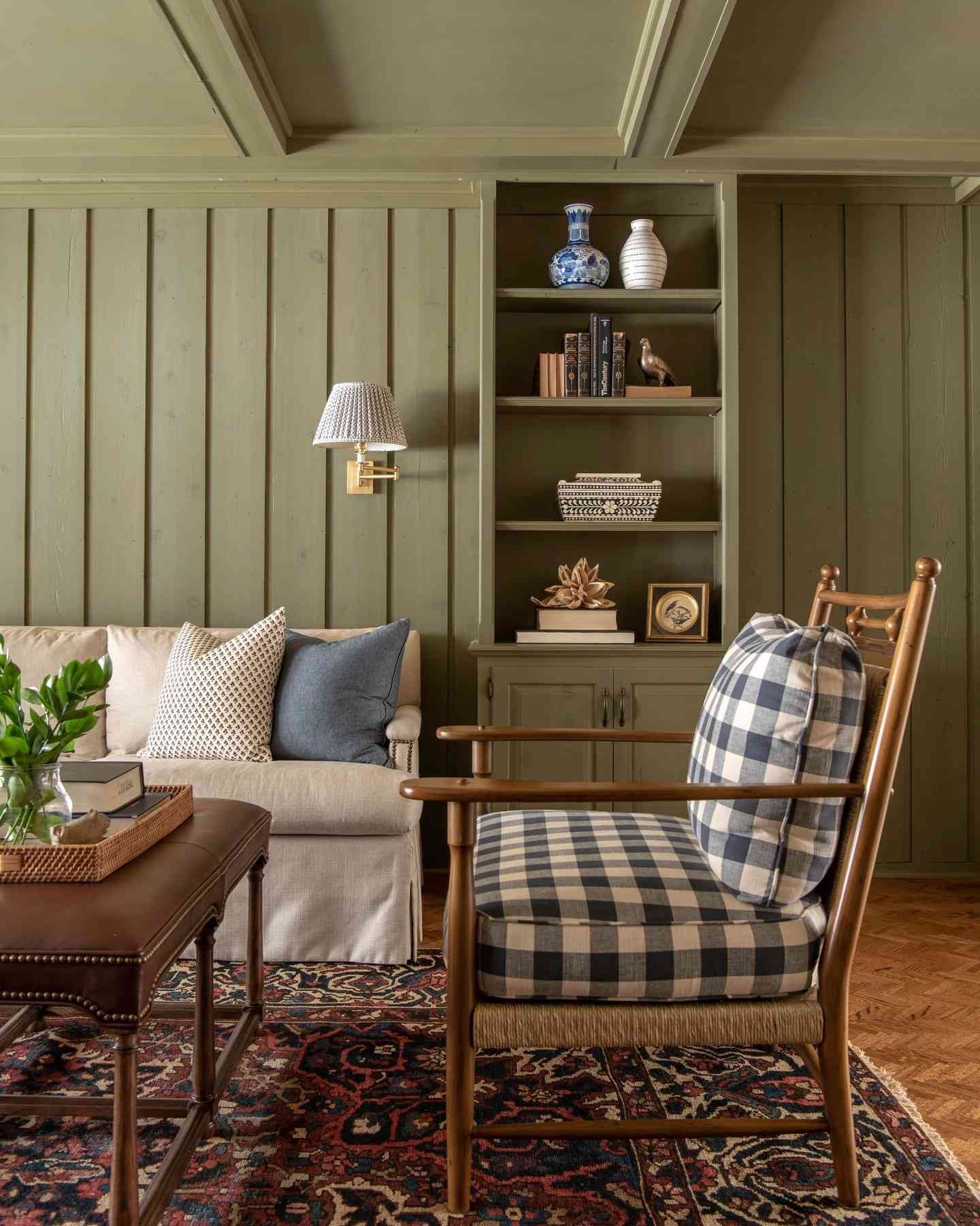 sage green painted shiplap
