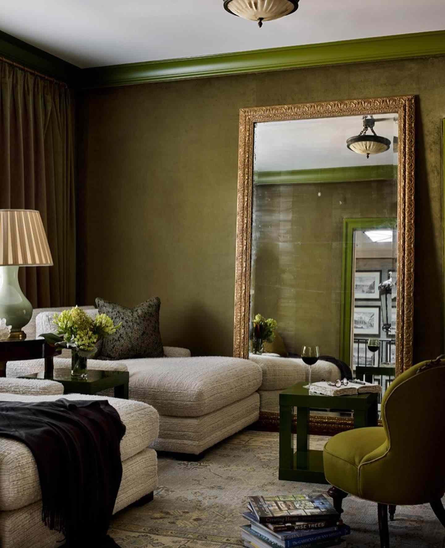 luxurious sage green living room