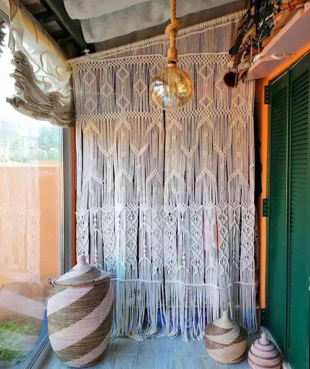 macrame closet curtain