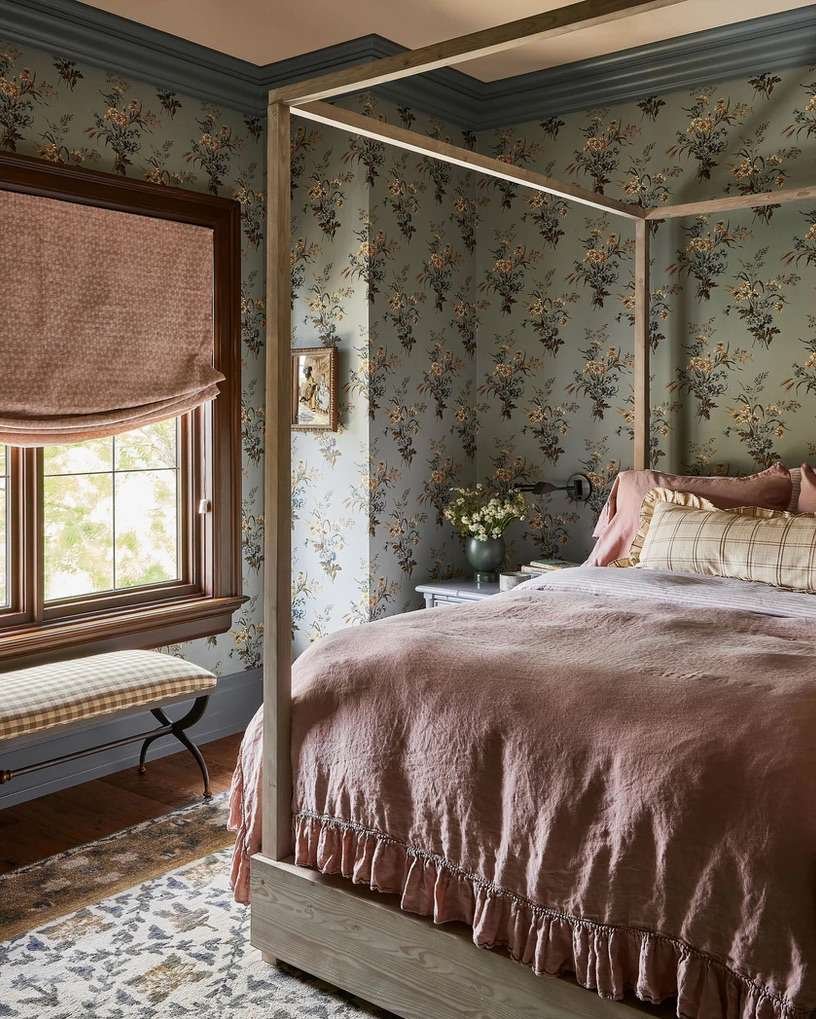 romantic bedroom with modern canopy bed