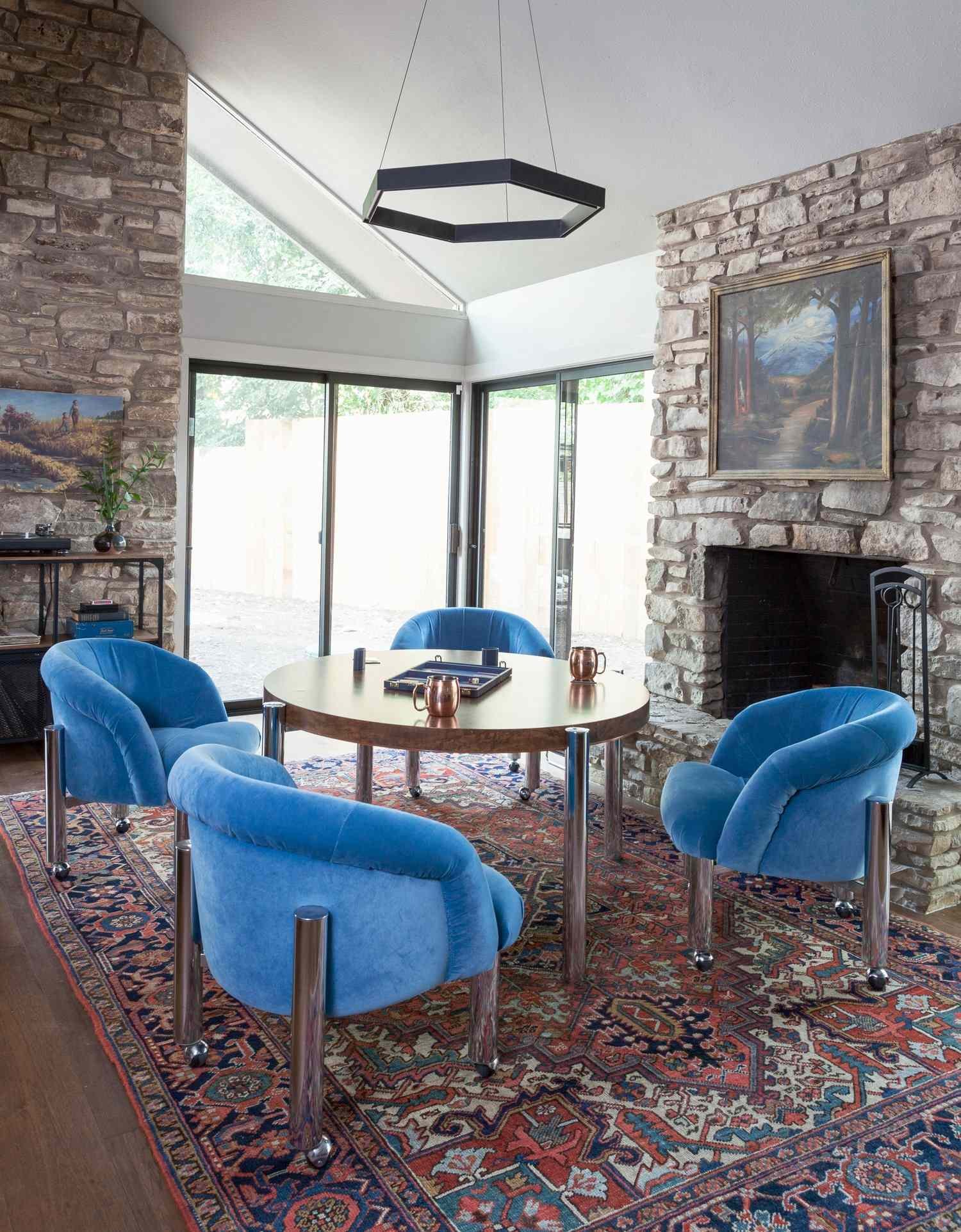 Erin Williamson Design multifunctional table and seating for dining and entertaining.