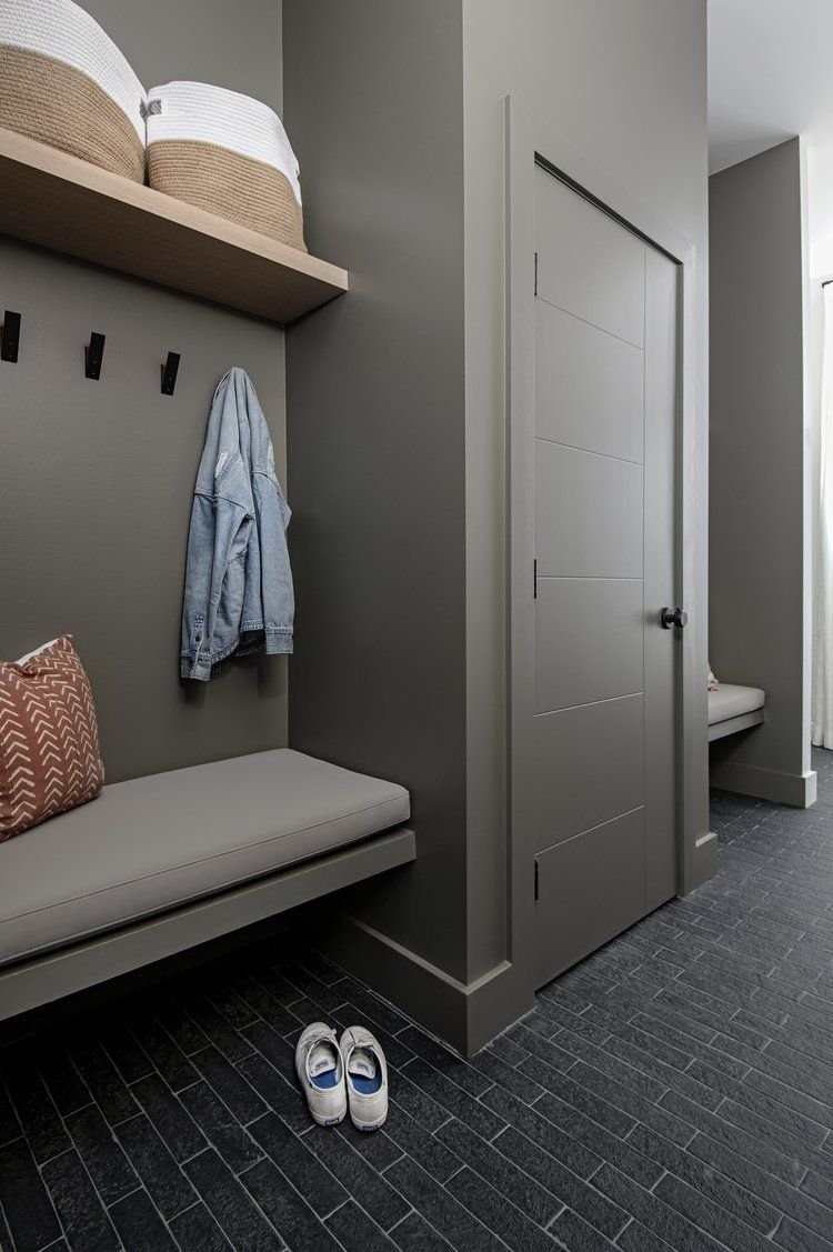 two tone painted mudroom laundry room