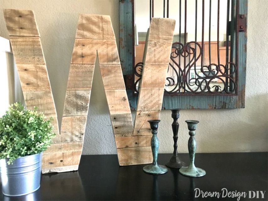 A "W" made out of pallets