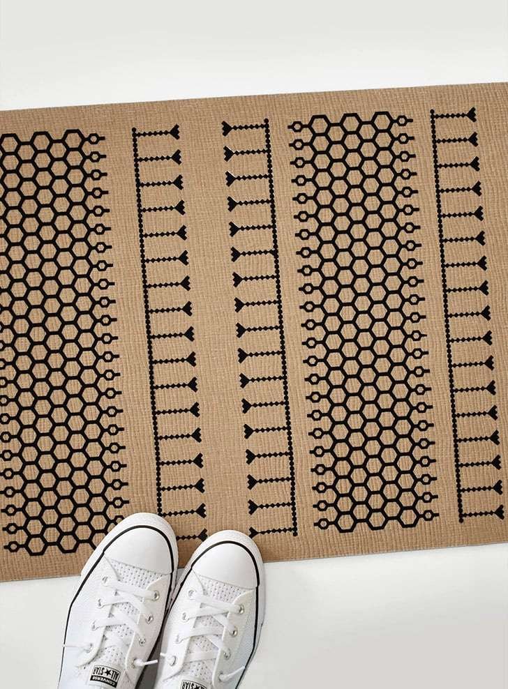 A black and brown patterned rug