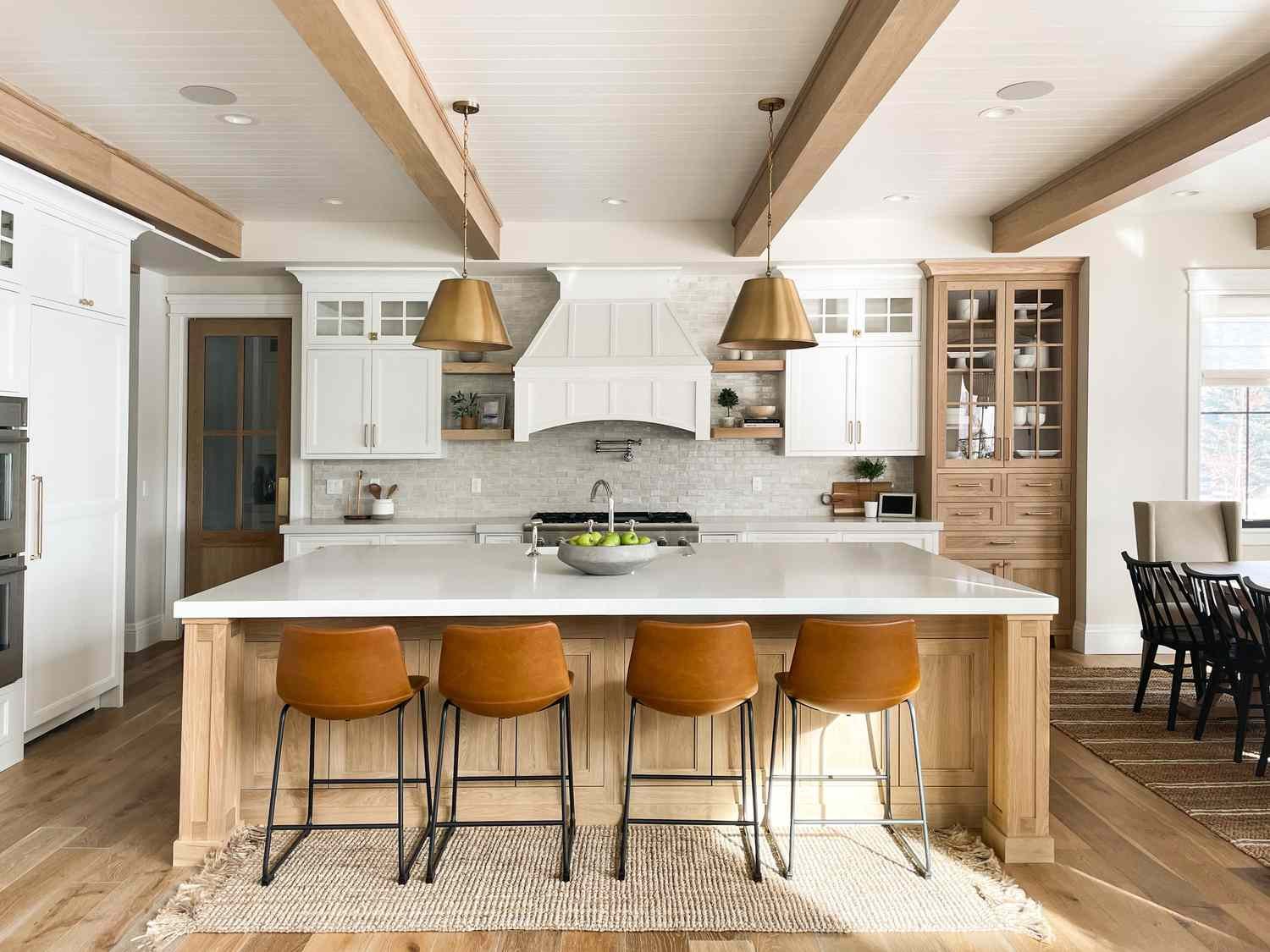 White kitchen with wood accents