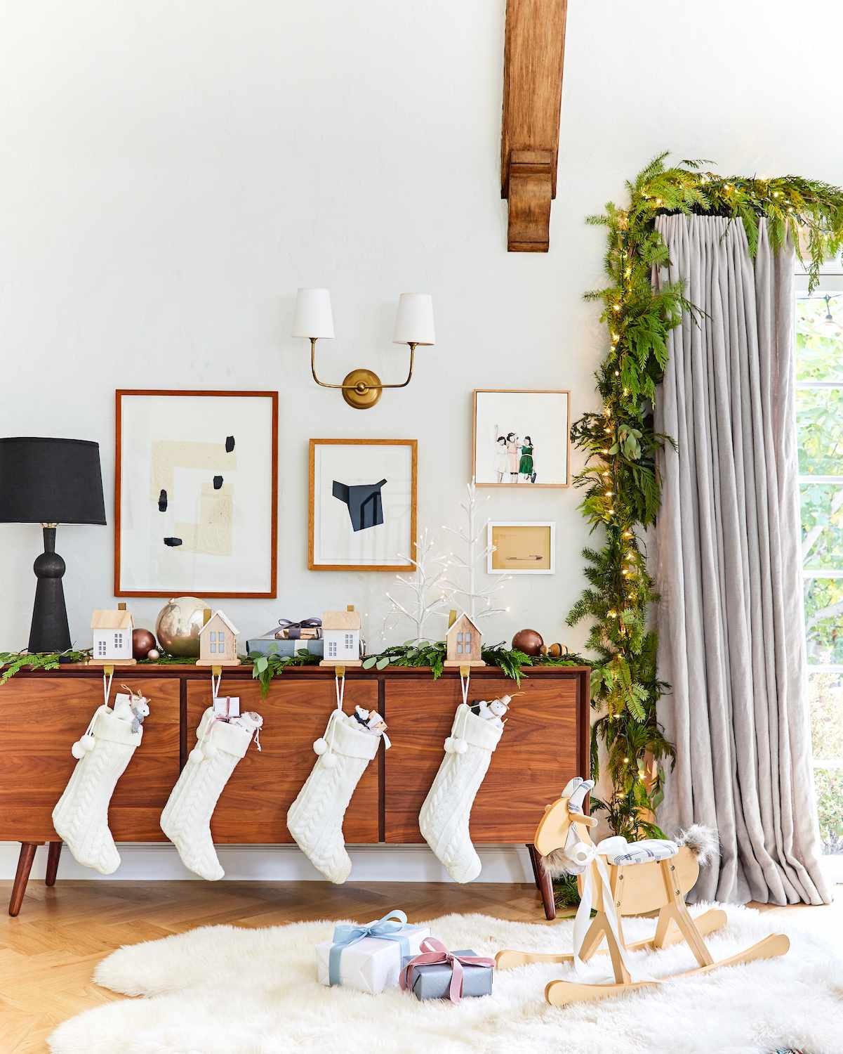 midcentury modern buffet christmas decorations