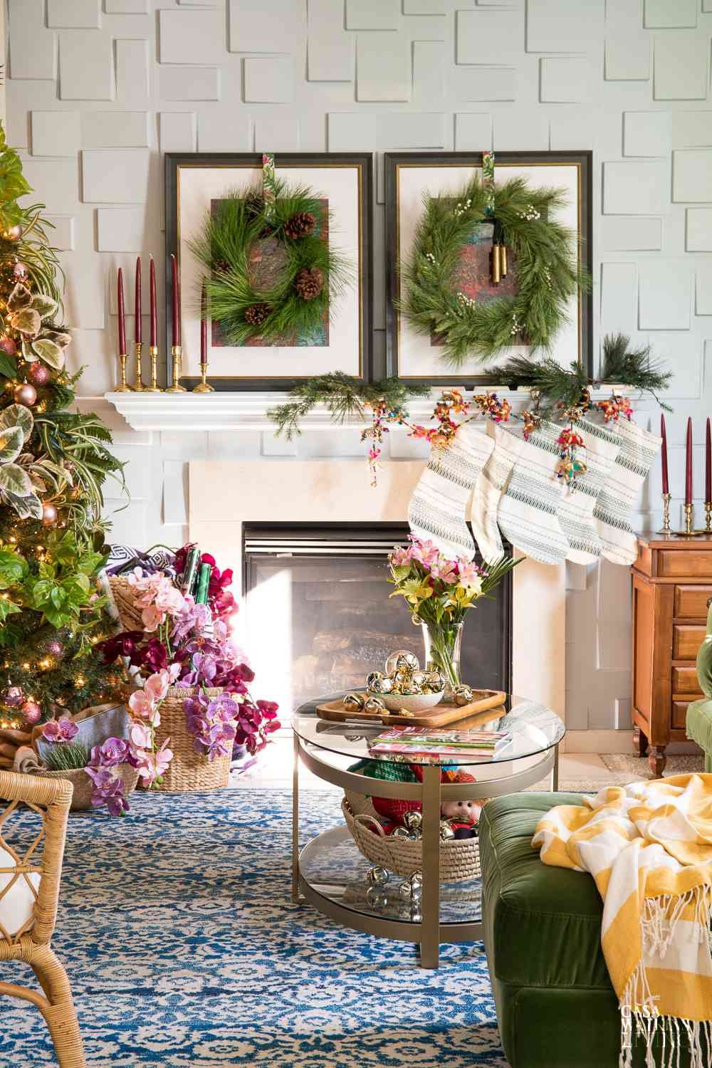 mismatched christmas wreaths
