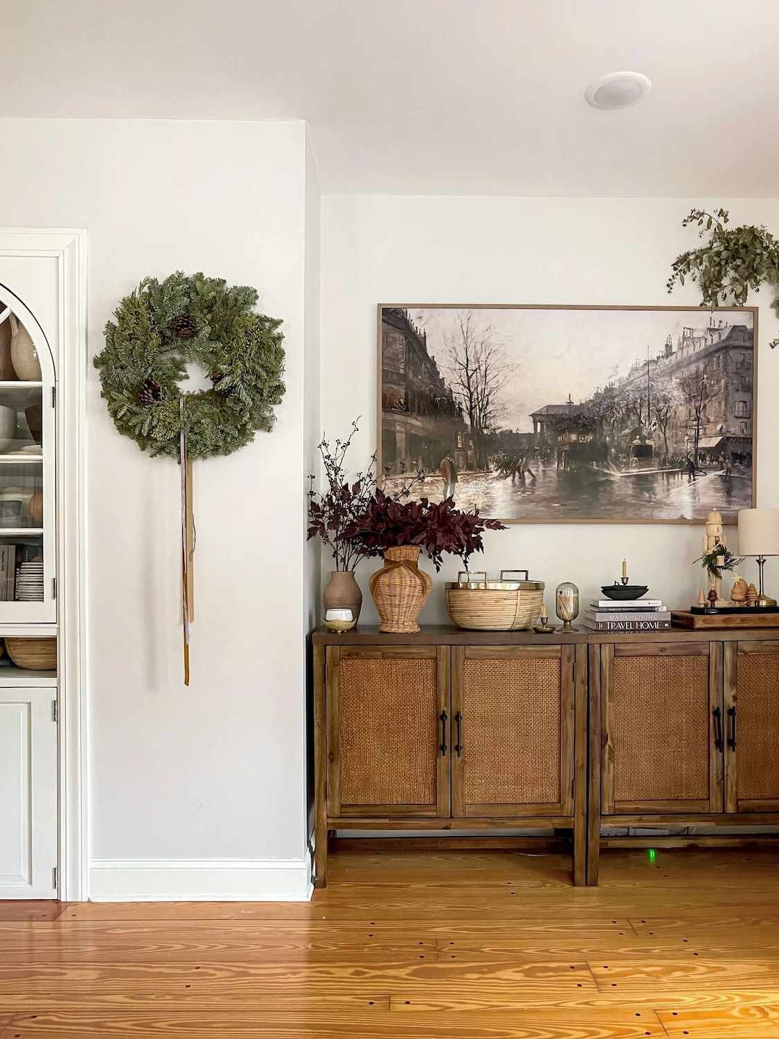 christmas wreath hallway