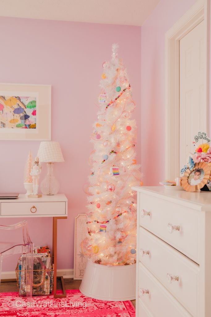 pink girls room christmas tree
