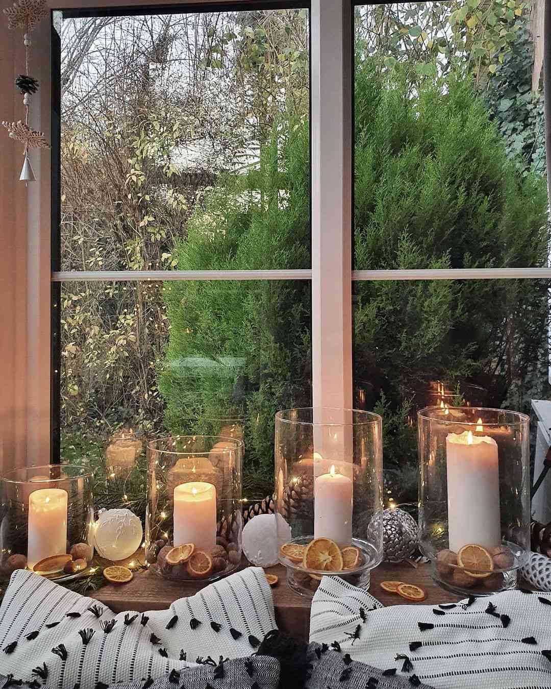 christmas window decor candles