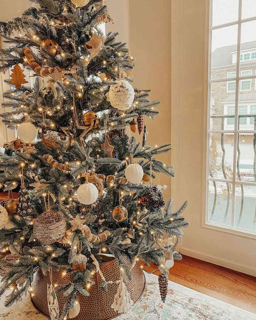 christmas tree in a bronze bucket