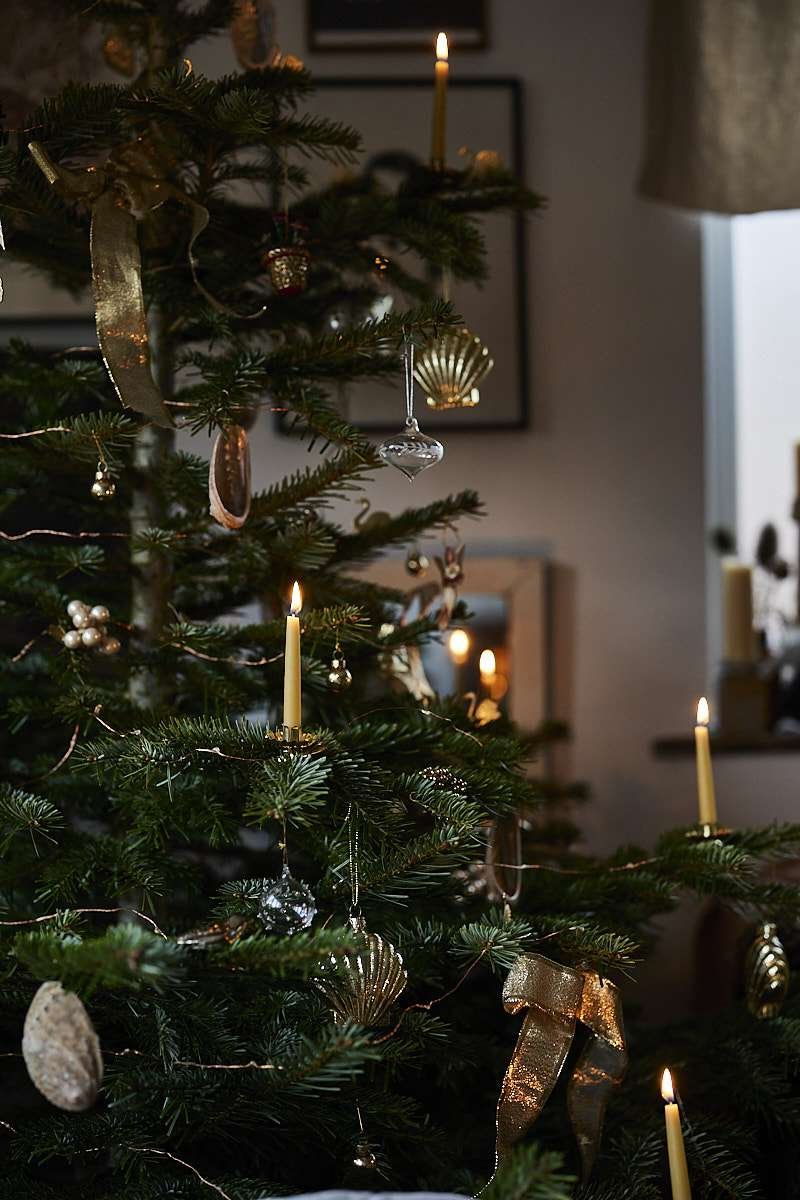 christmas tree lit with real candles