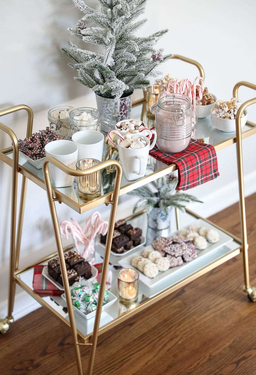 christmas hot cocoa bar cart
