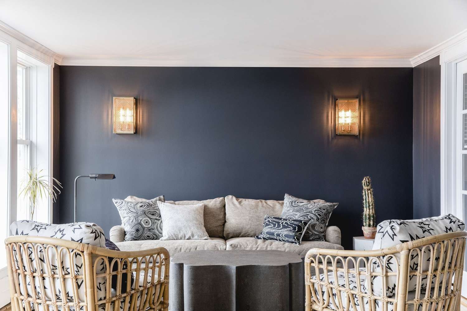 living room sconces with warm lightbulbs